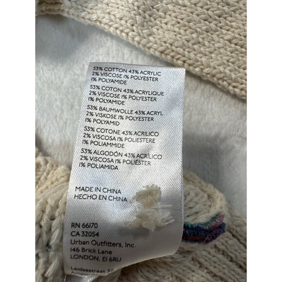 Pilcro Embroidered Knit Hoodie Aztec Boho Artisan Cream Multicolor Trim SZ S - Picture 9 of 12